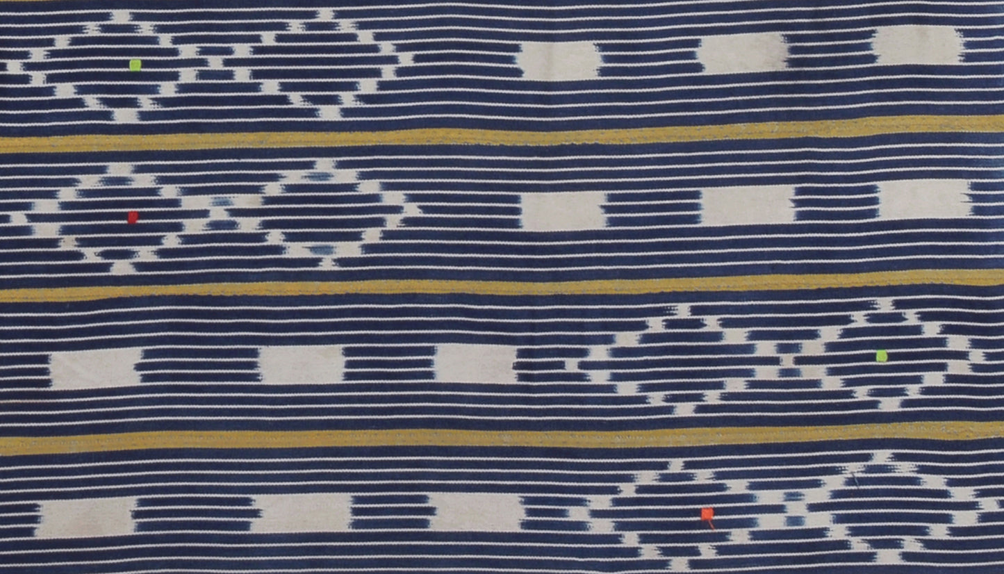 Handwoven Baule Cloth 57″×39″ – Vintage Ivory Coast Textile