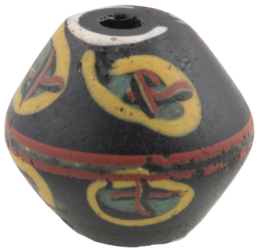 Rare Old Large Black Bicone Venetian Wound Glass Trade Bead - alternate view
