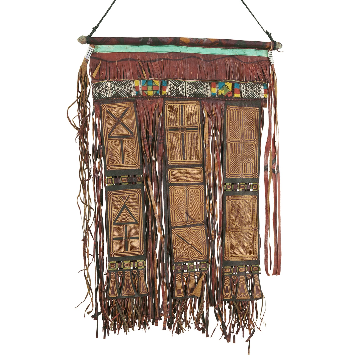 Authentic Tuareg Leather Wall Panel – Sahara Nomad Ethnic Art