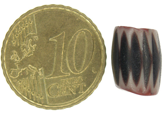 Rare Black 4-Layer Chevron Bead - Antique Venetian 1800S, 12X9Mm - alternate view