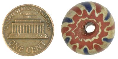 Large 4-Layer Striped Venetian Chevron Bead 19X17Mm, 1800S Trade - alternate view