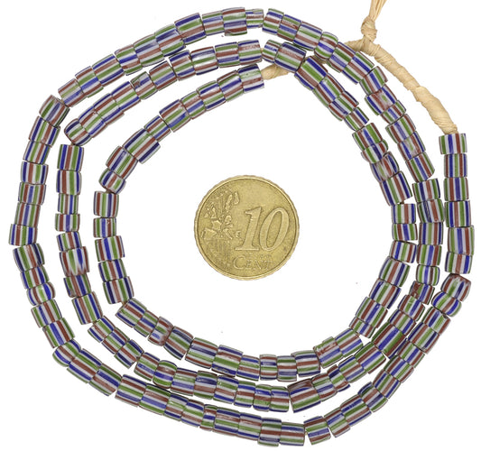 Old Matching Strand Of 4-Layer Striped Chevron Venetian Trade Beads - alternate view