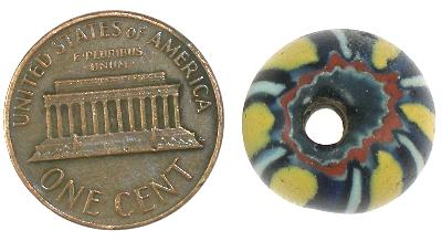 Rare 5-Layer Striped Chevron Bead - Antique Venetian Glass 1800S - close-up