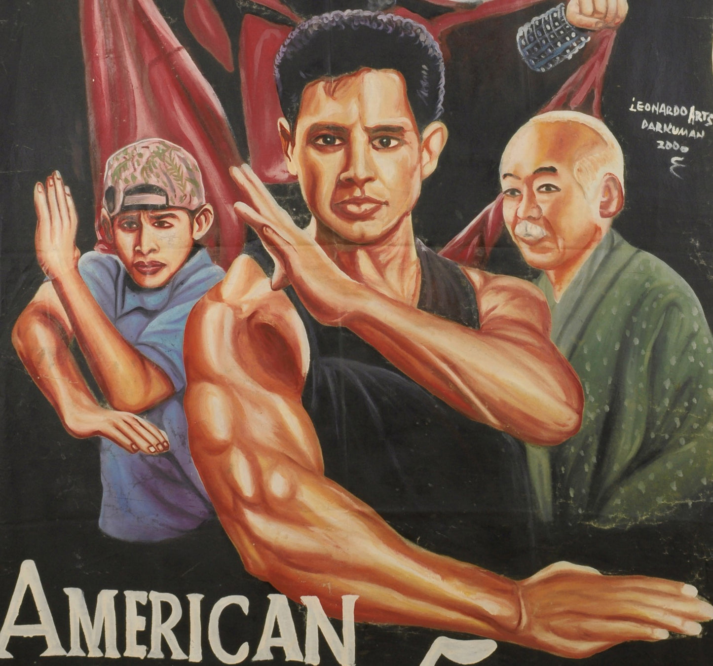 American Ninja 5 Movie Poster - Authentic Ghana Hand-Painted Art - close-up