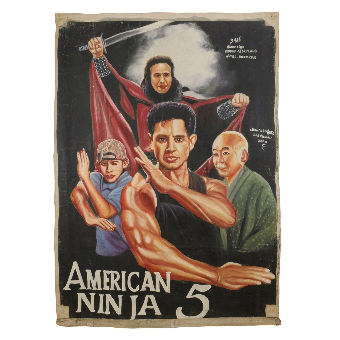 American Ninja 5 Movie Poster - Authentic Ghana Hand-Painted Art