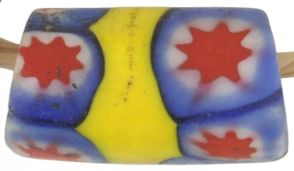 Antique Banded Venetian Millefiori Mosaic Glass Trade Beads - 5Pc - zoomed-in detail