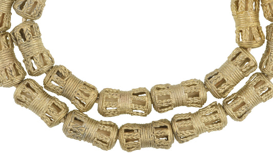 Handmade African Brass Beads From Ghana - 21" Lost Wax Strand - alternate view