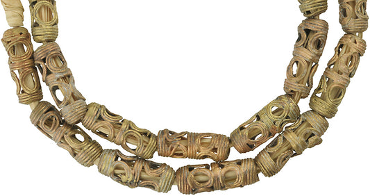 Handmade African Brass Beads Strand From Ghana - 23" Lost Wax Beads - alternate view