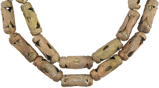Handmade Ashanti Brass Beads, African Lost Wax Technique, 22" Strand - alternate view