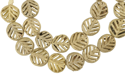 Authentic African Tabular Brass Beads, Handcrafted In Ghana - 22" Strand - alternate view