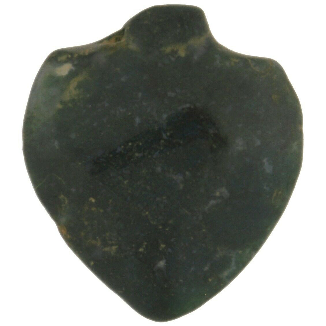 African Trade Bead Old Green Agate Stone Bead Pendant Heart Ghana Trade