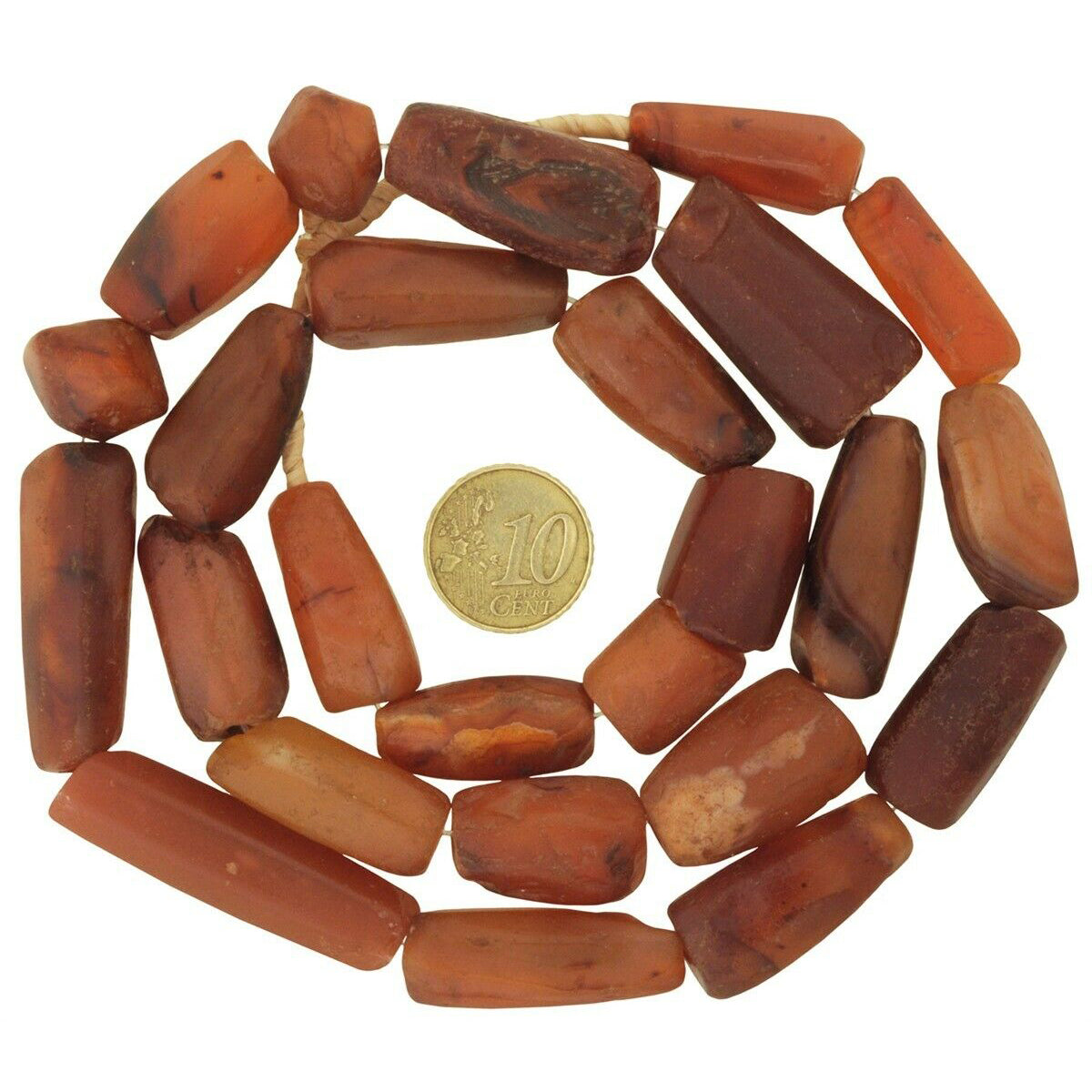Antique Carnelian & Agate Trade Beads Strand – Vintage Cambay India, 25½″