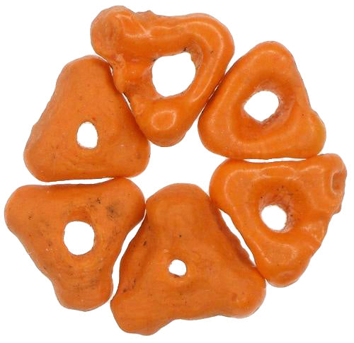 African Coral Imitation Krobo Glass Beads - Handmade Recycled Glass - close-up
