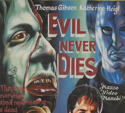 Evil Never Dies Movie Poster - Ghanaian Hand-Painted Horror Art - alternate view
