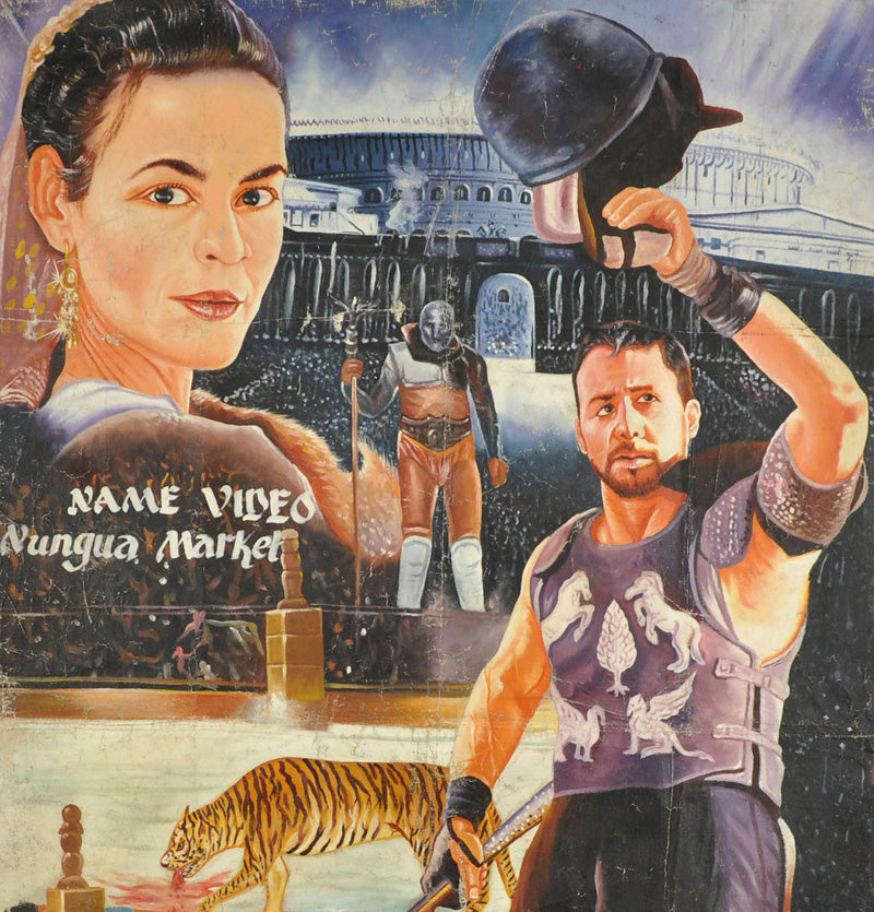 Hand-Painted Gladiator Movie Poster In Ghana - Masterpiece - close-up