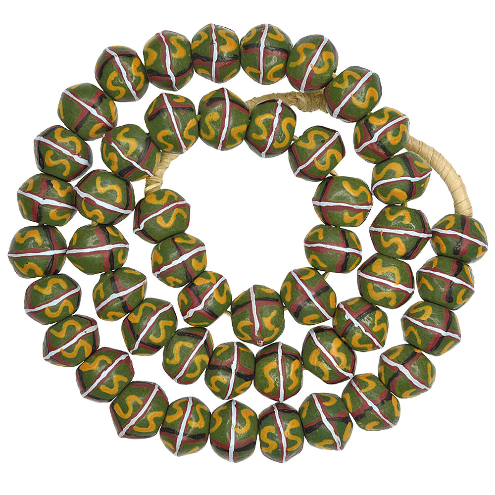 African Powder Glass Beads - 17-18Mm Fancy Krobo Bicone Strand