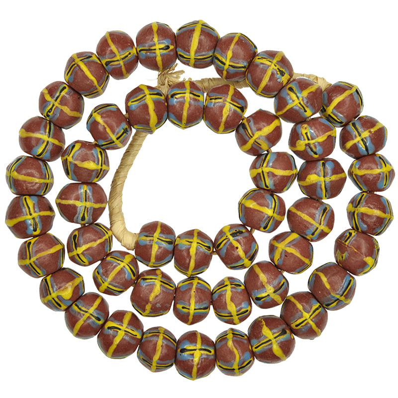 African Trade Beads - Fancy Powder Glass Bicone Beads, 17-18Mm, Ghana