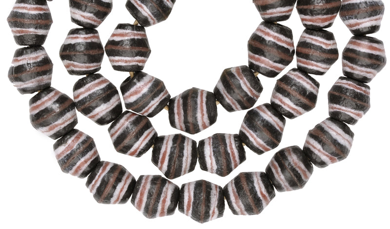 Striped African Powder Glass Beads - Krobo Recycled Trade Strand - alternate view