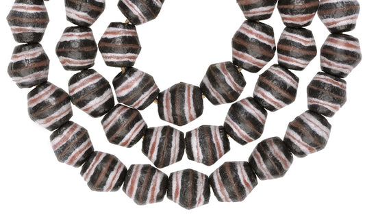 Striped African Powder Glass Beads - Krobo Recycled Trade Strand - alternate view