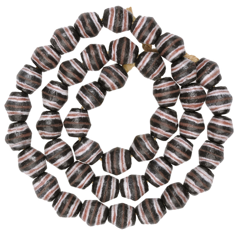 Striped African Powder Glass Beads - Krobo Recycled Trade Strand
