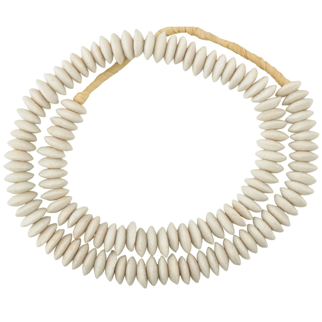 African Recycled Krobo Glass Disk Beads - 24" Strand, Handmade