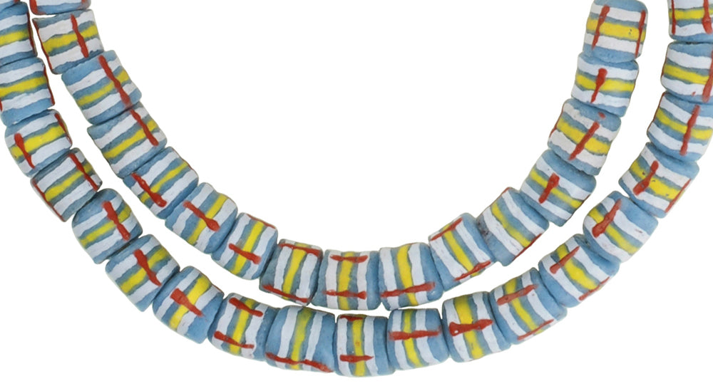 New African Krobo Glass Beads - Fancy Recycled Powder Trade Beads - alternate view