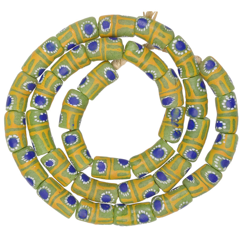 African Powder Glass Beads 10-11Mm, Fancy Krobo Recycled Beads