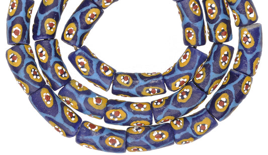 Powder Glass African Trade Beads, Krobo Ghana Fancy Glass Beads, 10-11Mm - alternate view