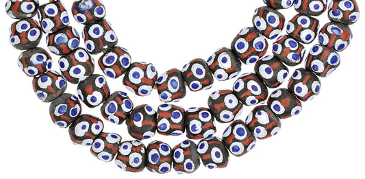 New African Powder Glass Beads - Fancy Krobo Beads 11Mm, 26" Strand - alternate view