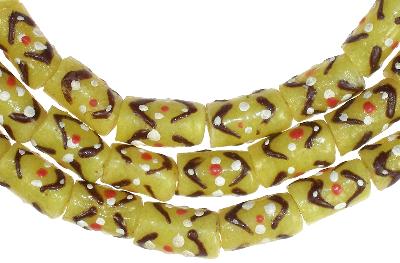 African Fancy Powder Glass Beads - 27" Strand, Handmade In Ghana - alternate view