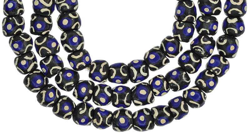 African Fancy Powder Glass Beads, 11Mm Recycled Krobo Glass Strand - alternate view