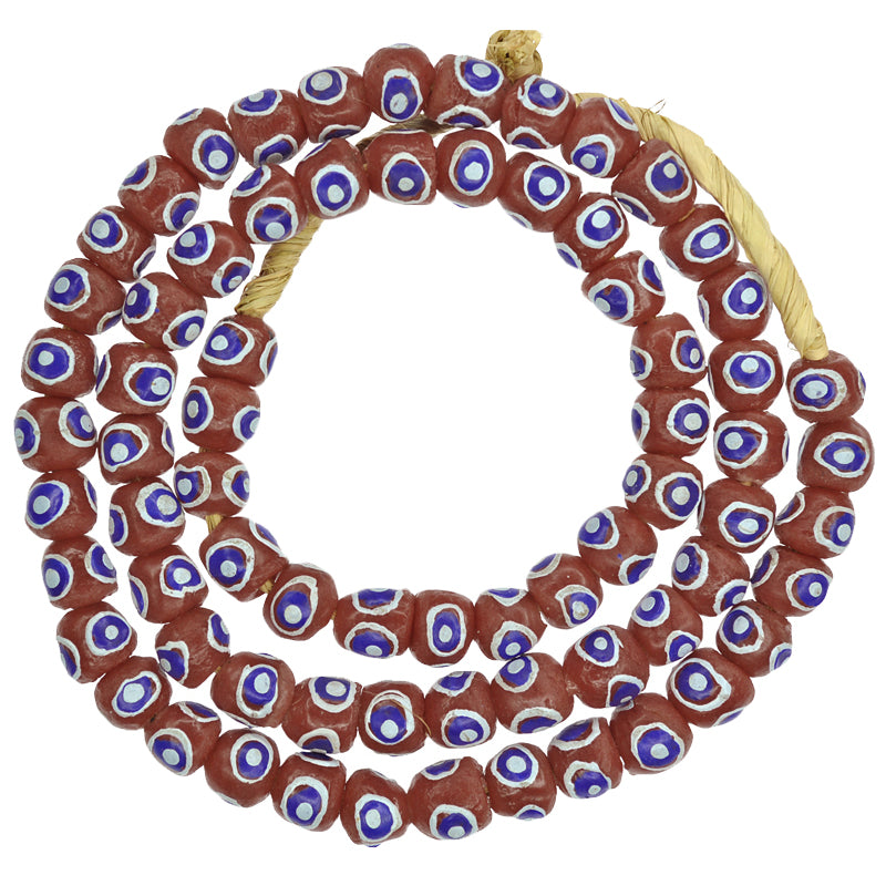 Handmade African Trade Powder Glass Beads, Krobo Eye Beads 10Mm