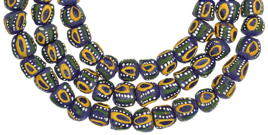 African Fancy Powder Glass Beads - 11Mm Ghana Trade Beads - alternate view