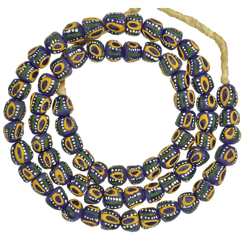 African Fancy Powder Glass Beads - 11Mm Ghana Trade Beads