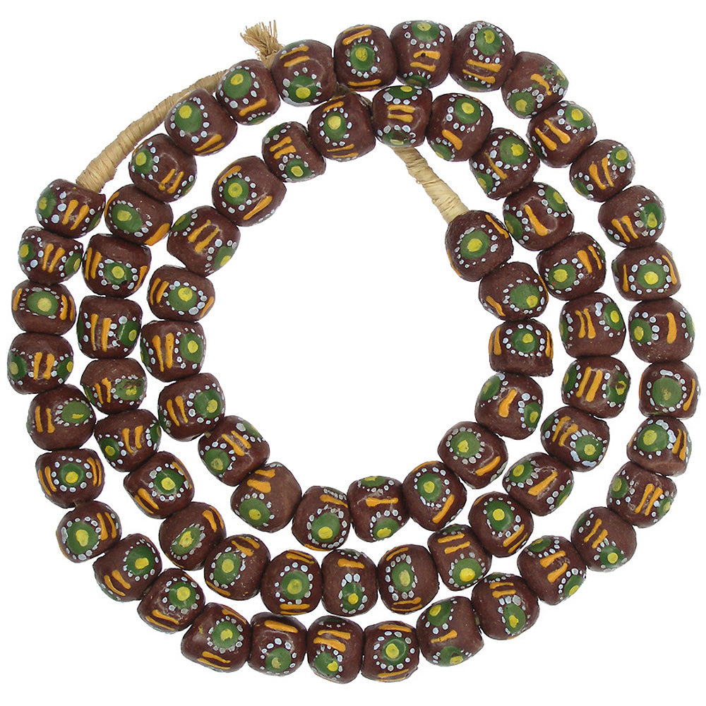 African Fancy Powder Glass Beads - 10-11Mm Handmade Krobo Beads