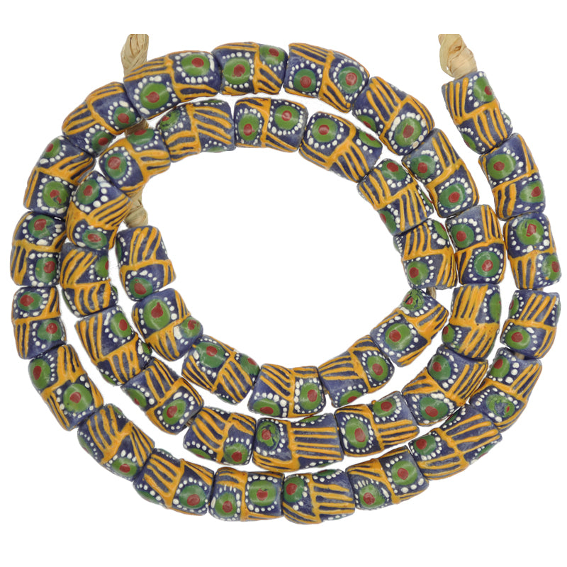 Vibrant 11Mm Fancy Powder Glass African Trade Beads - Ghana Made