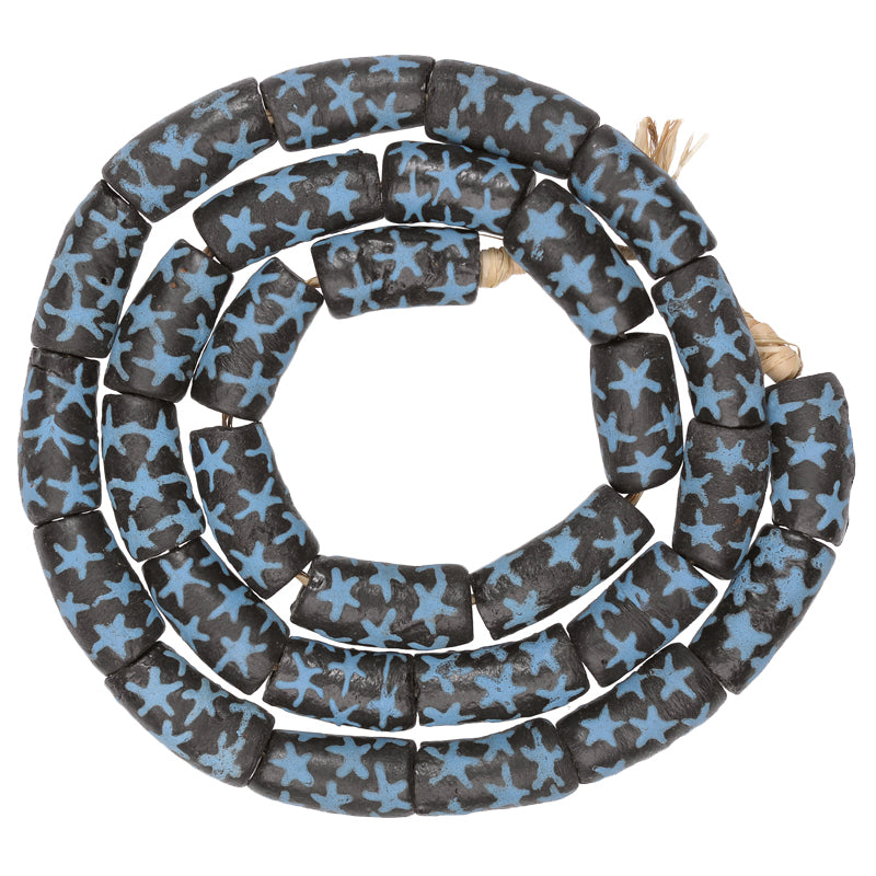 African Powder Glass Beads - Fancy Recycled Krobo Trade Beads, 10-11Mm