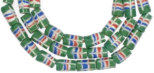 Feather Pattern Powder Glass Ghana Trade Beads 8-9Mm - alternate view
