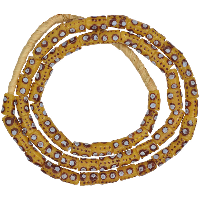 Fancy Powder Glass Beads From Ghana - 22" Strand, 6-7 Mm Diameter
