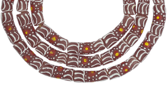 New Fancy Powder Glass Trade Beads, 9Mm, Ghana Krobo Glass Strand - alternate view