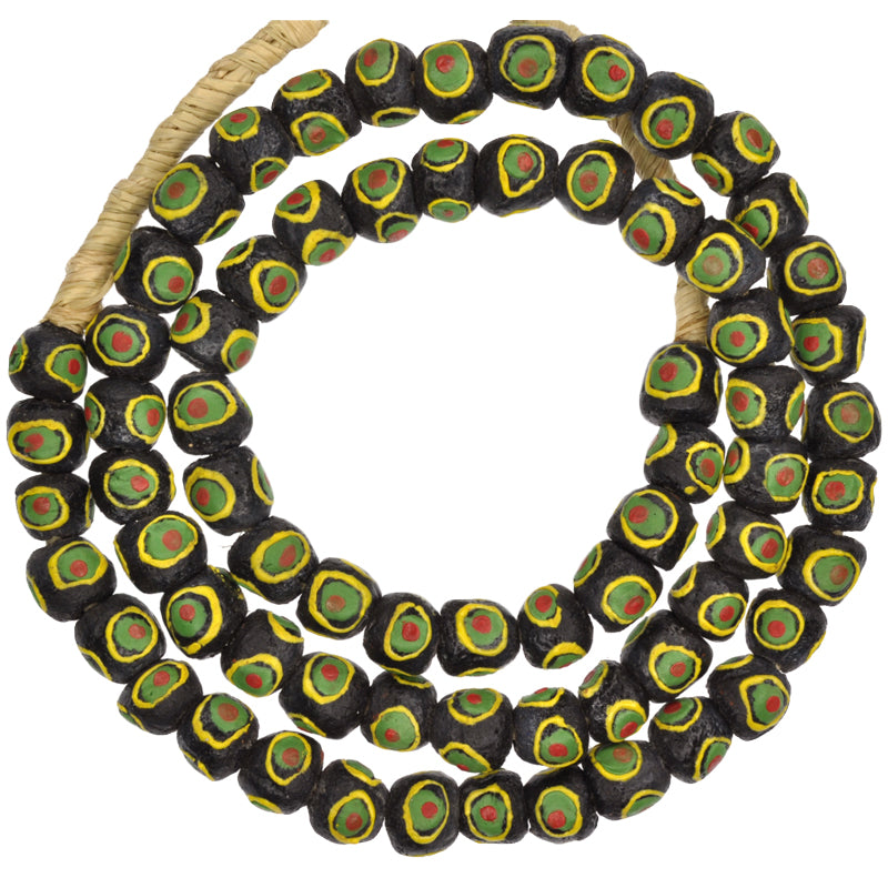 African Trade Beads - Fancy Powder Glass Krobo Beads 10-11Mm