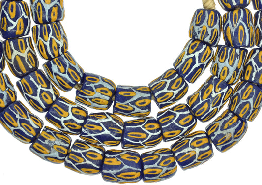 New African Powder Glass Beads, Fancy Krobo Beads 11-12Mm, Ghana - alternate view