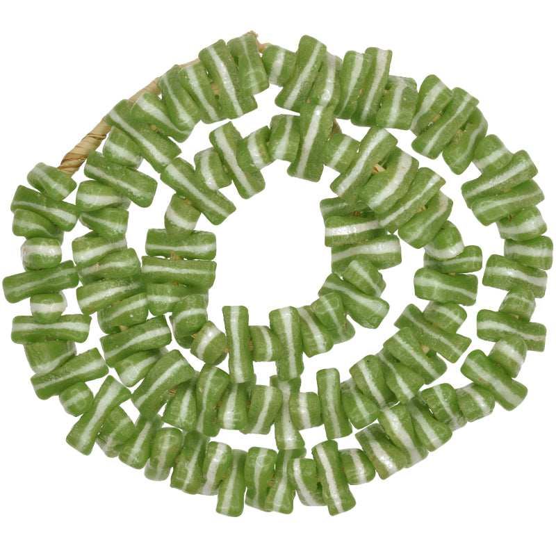 Green Powder Glass Spacers - Ghana Recycled African Trade Beads