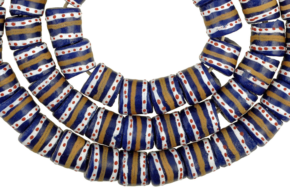 African Trade Beads - Fancy Krobo Glass Beads, 11-12Mm, 25" Strand - alternate view