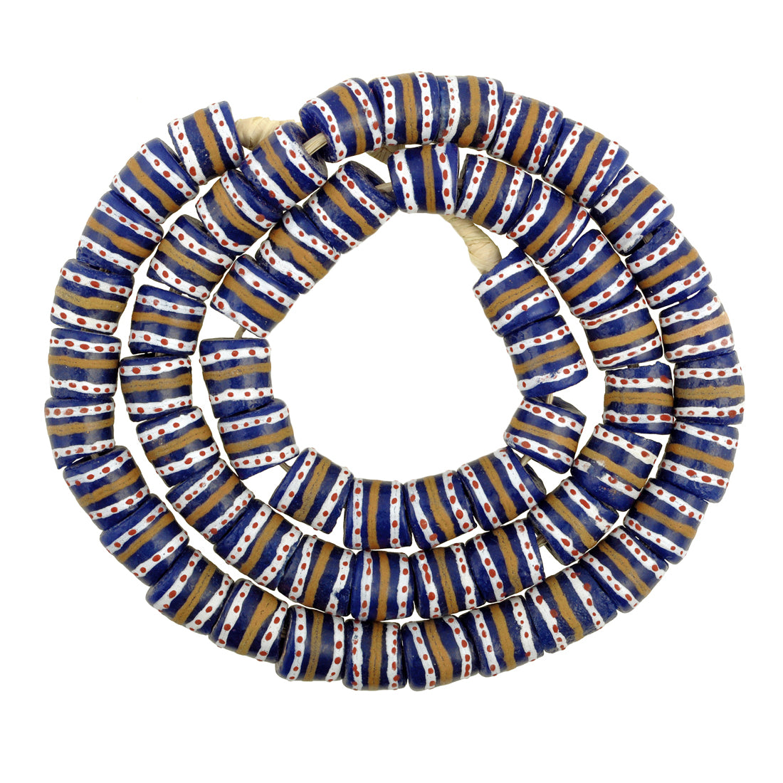 African Trade Beads - Fancy Krobo Glass Beads, 11-12Mm, 25" Strand
