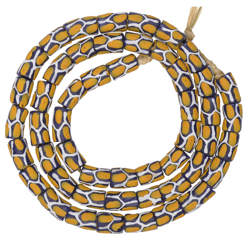African Fancy Powder Glass Beads - 25.25" Strand, Krobo, Ghana