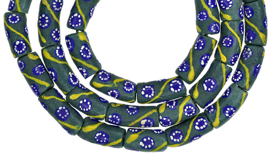 African Powder Glass Beads 9Mm - Fancy Krobo Recycled Glass Strand - alternate view