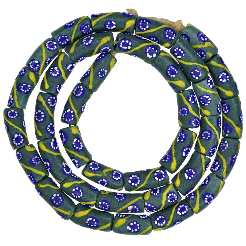 African Powder Glass Beads 9Mm - Fancy Krobo Recycled Glass Strand