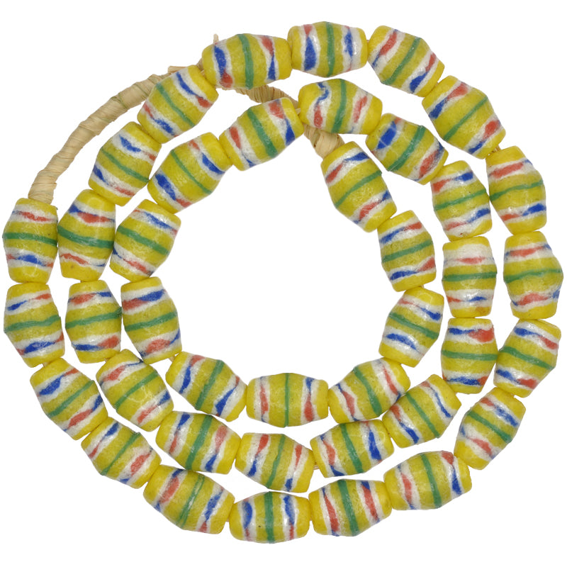 Yellow Oval Powder Glass African Trade Beads - Ghana Recycled