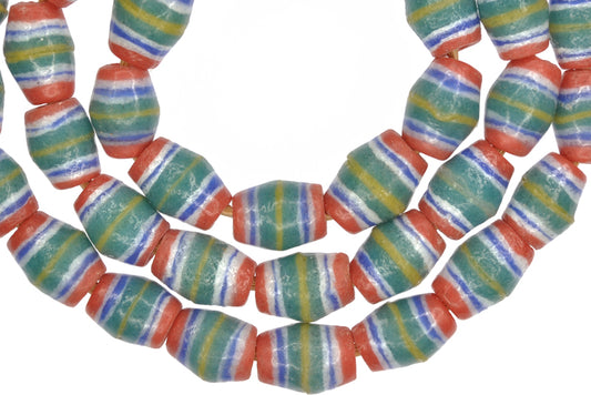 Rainbow Oval Powder Glass African Trade Beads - Ghana Made - alternate view